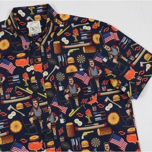 RSVLTS Parks and Recreation Ron Swanson Kunuflex Shirt Mens 2XL Button Up AOP